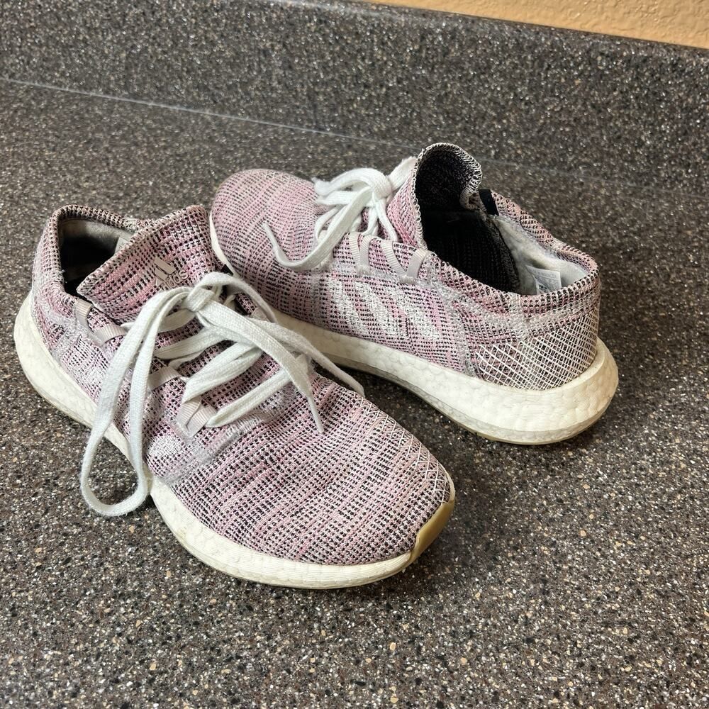 adidas PureโBoost Womens Size 6.5 Low Top Lace Up Sneaker Running Shoe Pink Knit